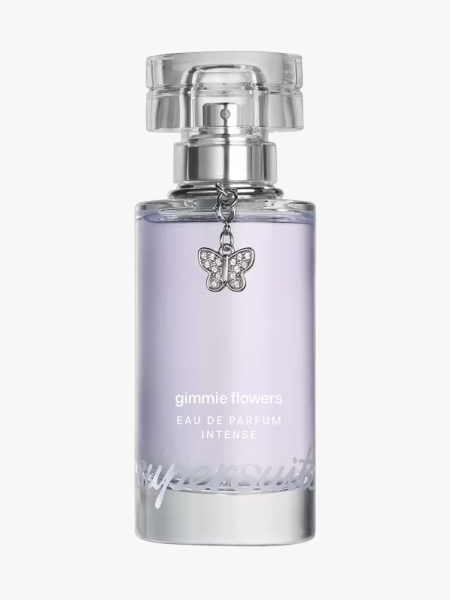 Supersuite Gimmie Flowers Eau De Parfum Intense in branded component on a light gray background
